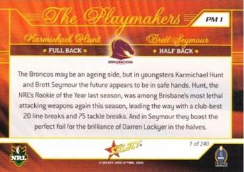2005 Select Power - Playmakers #PM1 Karmichael Hunt / Brett Seymour Back